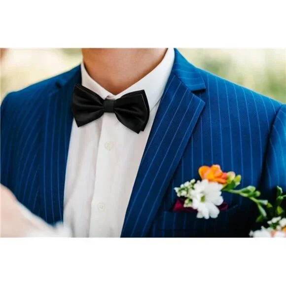 Bow Ties for Men Solid Color PreTie Bow Tie and Pocket Square Set Classic Formal - Picture 2 of 7